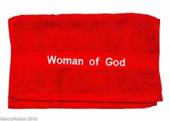 PREACHING HAND TOWEL WOMAN OF GOD (RED/WHITE)