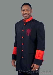 QUICK SHIP MERCY ROBES CLERGY JACKET STYLE CJ 036 (BLACK/RED)