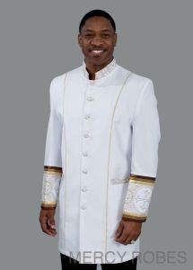 MENS CLERGY JACKET STYLE CJ6005 (WHITE/GOLD-BROWN)