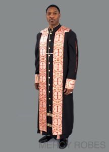 Mens Clergy Robe Style Exd185 Exclusive (Black-Red/Gold) With Chimere