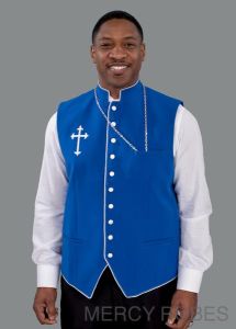 Sale Mens Clergy Vest (Royal Blue/White)