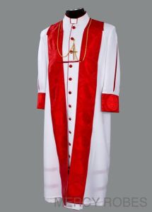 Mens Clergy Robe Style Exd185 Exclusive (White/Red) With Chimere