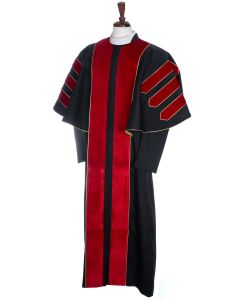 Pulpit Robe Style BOS202401 Black/Red (With Bars and Attached Shoulder Cape)