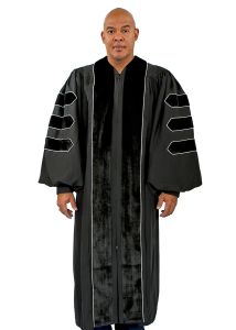 PULPIT ROBE STYLE PPR 0520 BLACK/SILVER (WITH DOCTORAL BARS)
