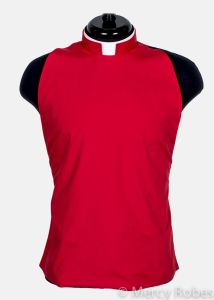 CLERGY RABAT SHIRT FRONT - COLLAR INCLUDED (RED)