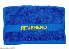 PREACHING HAND TOWEL REVEREND (ROYAL/GOLD)