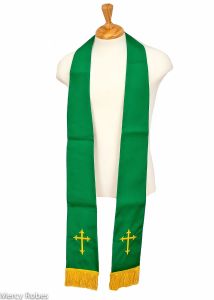 Reversible Long Stole Ch005 (Green-Gold/White-Gold)