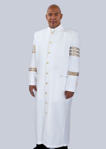 Mens Clergy Robe Style Bjn125 With Bars (White/Gold)
