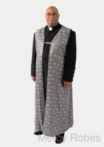 Black Robe With Silver-Black Brocade Chimere Style Cmw960