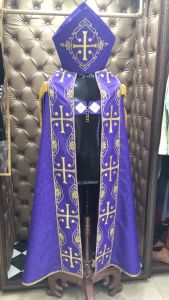 Bishop Roman Cope & Mitre (Purple/Gold)