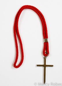 SCARLET RED CLERGY CORD WITH STAINLESS STEEL LARGE CROSS