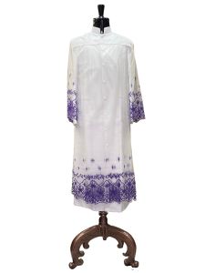 Sheer Lace Surplice With Purple Embroidery