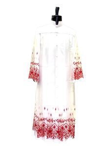 MENS SHEER LACE SURPLICE WITH RED EMBROIDERY