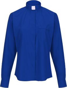 Womens Long Sleeves Tab Collar Clergy Shirt (Royal Blue)