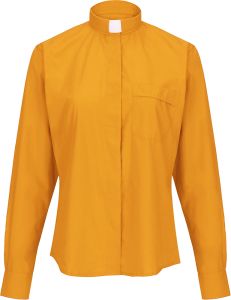 Womens Long Sleeves Tab Collar Clergy Shirt (Gold)