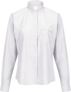 Womens Long Sleeve Tab Collar Clergy Shirt (White)