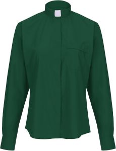 Womens Long Sleeves Tab Collar (Dark Green)