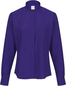 Womens Long Sleeves Tab Collar Clergy Shirt (Roman Purple)