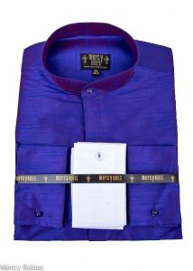 Mens Silk Long Sleeve Roman Collar Clergy Shirt (Roman Purple)
