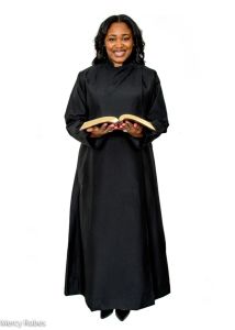 QUICK SHIP LADIES ANGLICAN CASSOCK ROBE WITH BAND CINCTURE (BLACK) 