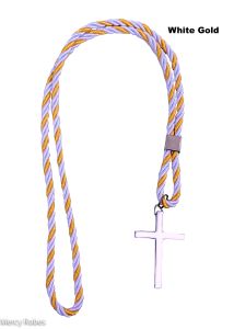 Two Tone White/Gold Cord With Silver Cross