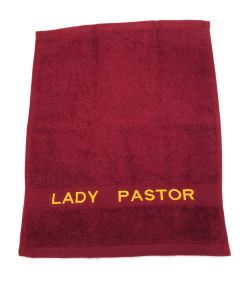 PREACHING HAND TOWEL LADY PASTOR  (BURGUNDY/GOLD)