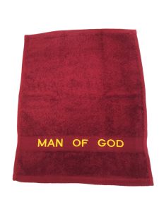 PREACHING HAND TOWEL MAN OF GOD  (BURGUNDY/GOLD)