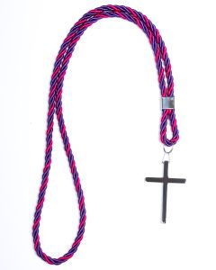 Two Tone Clergy Cord With Cross (Fuchsia/Purple)