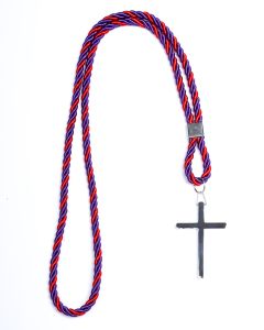 Two Tone Clergy Cord With Cross (Red/Purple)
