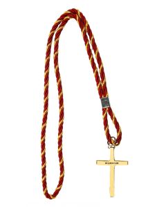 Two Tone Red/Gold Cord With 2 X 3 Inches Yellow Gold Plated Cross