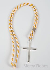TWO TONE WHITE/GOLD CORD WITH SILVER CROSS