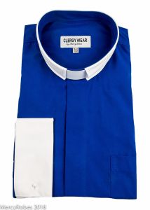 Two Tone Long Sleeve French Cuff Tab (Royal Blue/White)