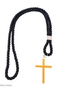 BLACK CLERGY CORD WITH GOLD CROSS 