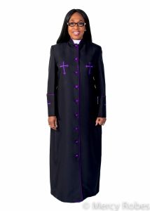Womens Clergy Robe Style LR123 (Black/Purple)