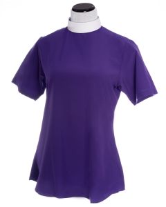 Womens Short Sleeves Clergy Blouse (Roman Purple)