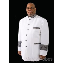 Clergy Jacket 011 - Elegant White/Black-Silver Brocade Design for ...