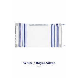Prayer Shawl in White, Royal, and Silver