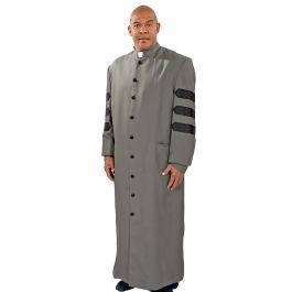 Grey Council Robe Clergy Robe With Doctoral Bars (Gray/Black)