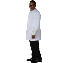 Mens ZIpper Twill Clergy Jacket Style CJ2540 (White/Brocade Accents)