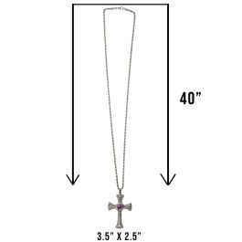 Pectoral Cross With Chain Style Sbats002 S-P - Purple Stone Elegance