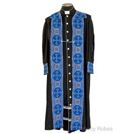 Mens Clergy Robe Style Exd185 Exclusive (Black/Royal-Silver) With Chimere