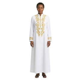 Womens Robe Mercy9003 (Twill White/Gold)