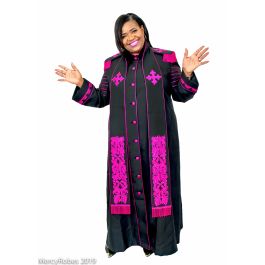 ［さか］Robes&Confections 17SS Womens Robe Style LR121 Exclusive With Stole (Black/Fuchsia)