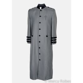 Mens Clergy Cassock Robe Style (Baf138 Grey/Black)