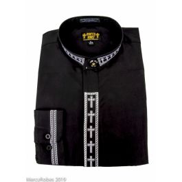 mens black dress shirt with gold buttons Dolce & Gabbana Black Polka Dot Long Sleeves Gold Formal Shirt