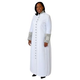 Womens Robe Style LR129 - Elegant White/Silver-Black Design for ...