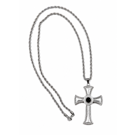 Pectoral Cross With Chain Style Sbats002 S-B - Elegant Black Stone