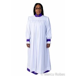 Womens White Rochet With Roman Purple Cuff Bands - Elegant and