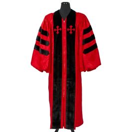 Red Robe Pulp Pulpit Robe Style 7300 (Red Liturgical) With Doctoral Bars
