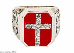 Red Sterling Silver, New Men's Clergy Apostle Ring SUBS166 S-R 